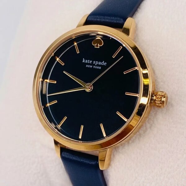 kate spade new york metro three-hand navy leather watch KSW9004