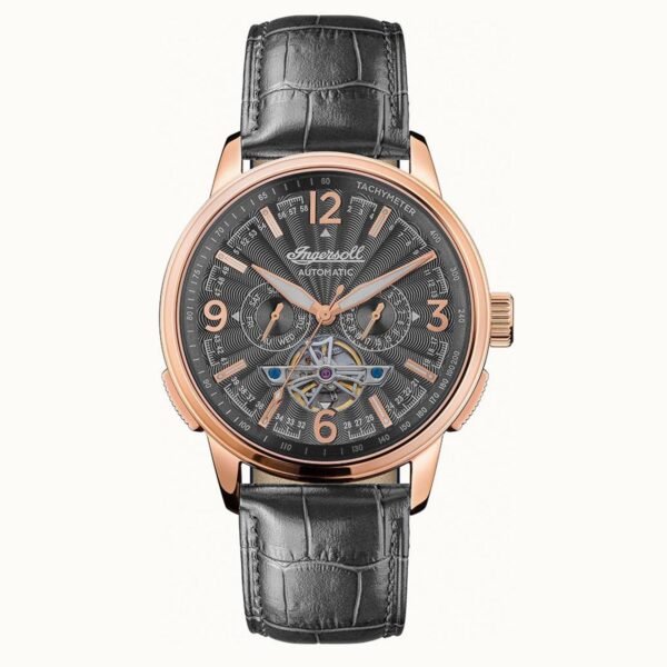 Ingersoll The Regent Automatic Black Dial Leather Strap Mens Watch I00302B
