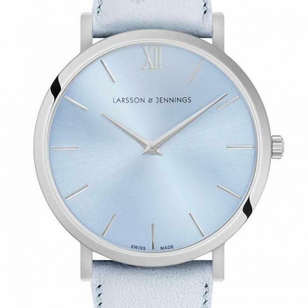 LARSSON & JENNINGS Solaris Lugano Leather 40MM Silver Blue