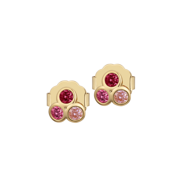 MeMe London Earrings | Rosy Trio Cubic Zirconia | Pink Stones