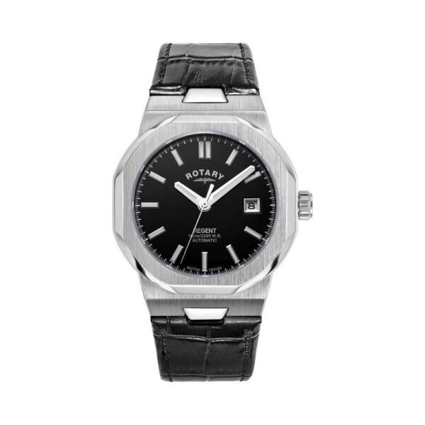 Rotary Regents Automatic Mens Black Leather Strap Watch GS05410/04