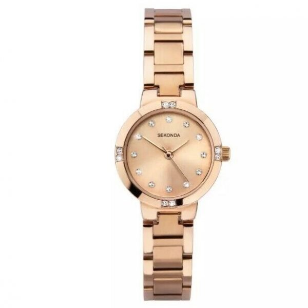 Sekonda - Rose Gold Diamante Analogue Bracelet Watch 2834.28