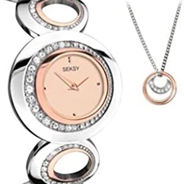 Seksy 2124G By Sekonda Eclipse Swarovski Crystal Watch and Necklace Set