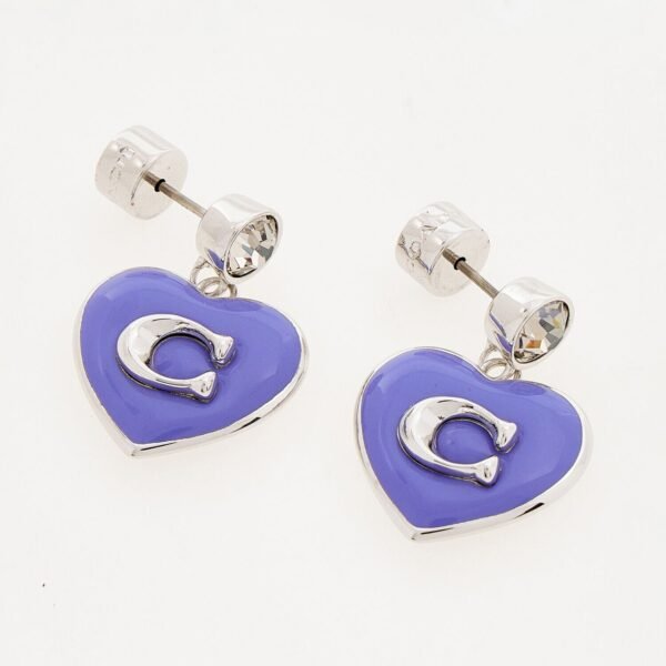 Coach Enamel Heart Drop Earrings Blue Silver-Plated, Coach box sold separately