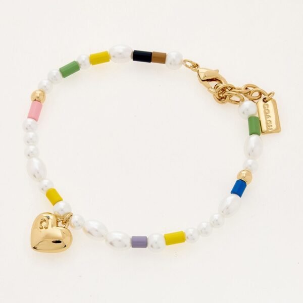 Coach Pearl Heart Flex Gold-Plated Bead Bracelet , Coach box sold separately