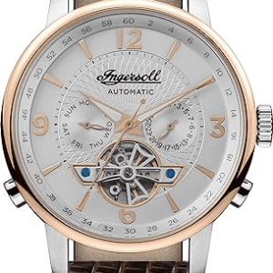 Ingersoll The Grafton Automatic White Dial Brown Leather Strap Watch I00701B