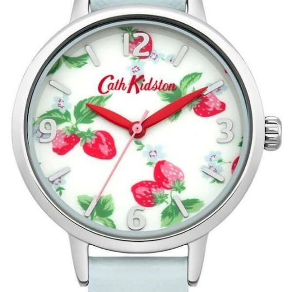 Ladies Cath Kidston Strawberries Light Blue Leather Strap Watch CKL006WUS