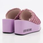 Moschino Lilac ZeppaQ80 Raffia Wedge Platform Sandals