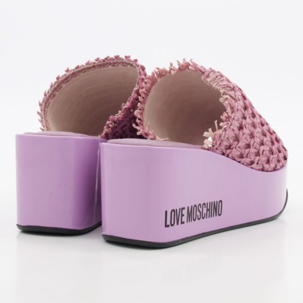 Moschino Lilac ZeppaQ80 Raffia Wedge Platform Sandals