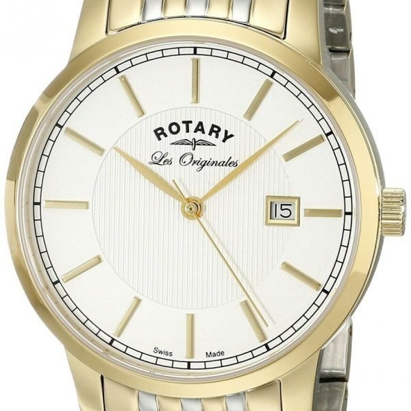Rotary Men's Quartz White Dial Analogue Display and Multi-Colour Stainless Steel