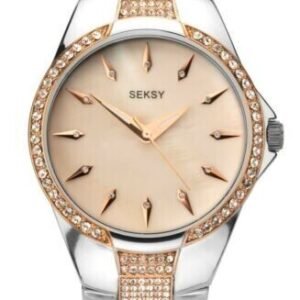 SEKSY Rose & Steel Pearl Swarovski Crystal Bracelet Watch 2257