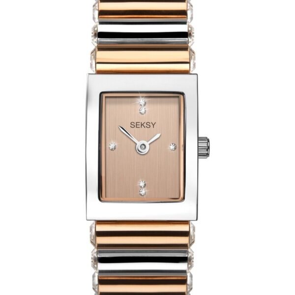 Seksy Edge Rose Gold Dial Two Tone Stainless Steel Bracelet Watch 2867