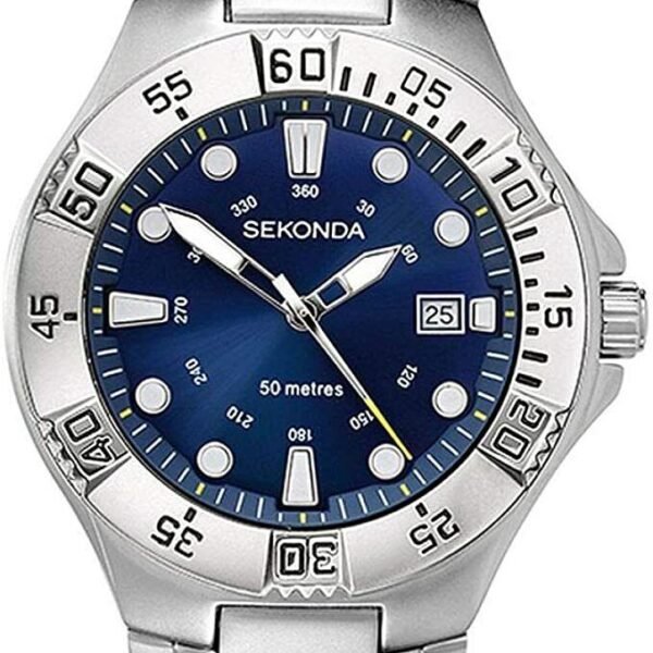 Sekonda Men's Watch Sports Style Blue dial Silver Bracelet 3098