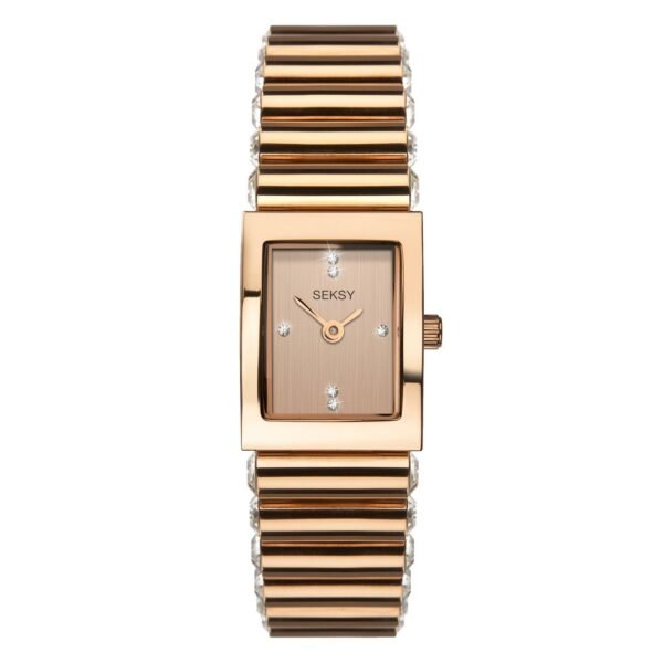 Seksy Edge Quartz Rose Gold Dial Steel Bracelet Ladies Watch 2868