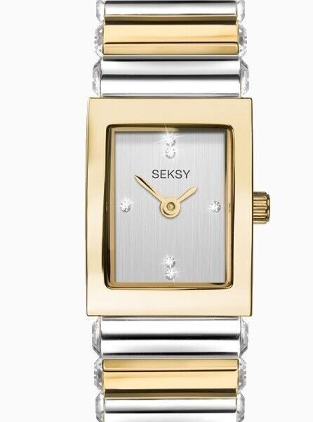 Seksy Edge Silver Dial Two Tone Stainless Steel Bracelet Ladies Watch 2865