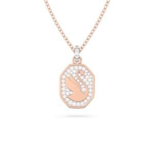 Swarovski Signum Pendant Swan Long White Rose Gold Plated 5628549