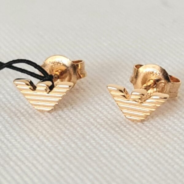 Emporio Armani Rose Gold Tone  Sterling Silver Logo Stud Earrings EG3505221