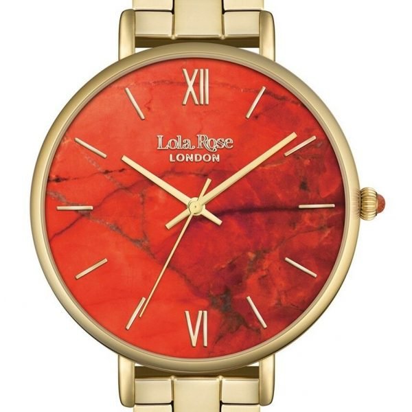 Lola Rose Women's Quartz Watch with Orange Dial Analogue Display and Gold Alloy