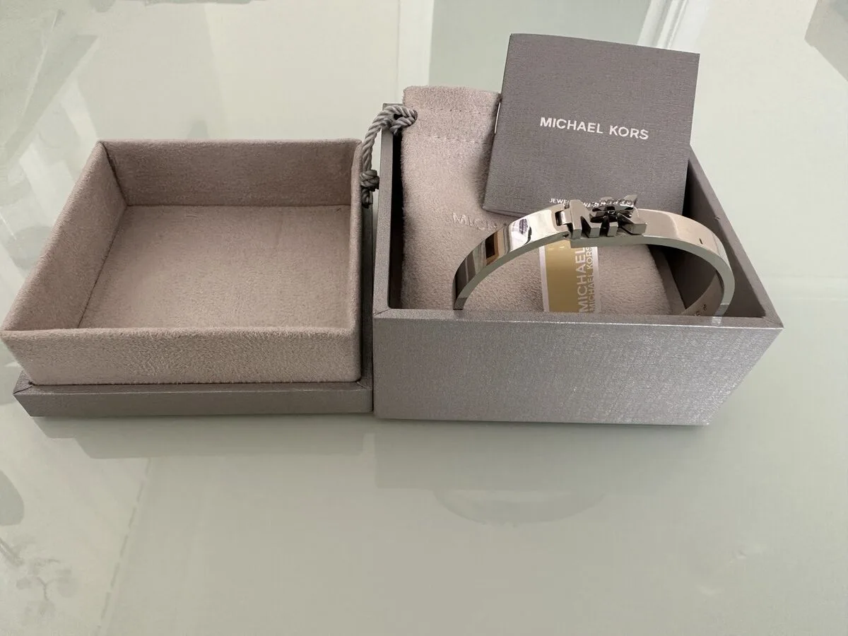 Michael Kors MK Logo Silver Bangle Bracelet Crystals MKJ7698040 316 Michael Kors MK Logo Silver Bangle Bracelet Crystals MKJ7698040 286233794945 4