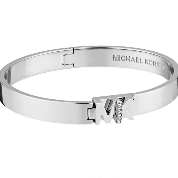 Michael Kors MK Logo Silver Bangle Bracelet Crystals MKJ7698040