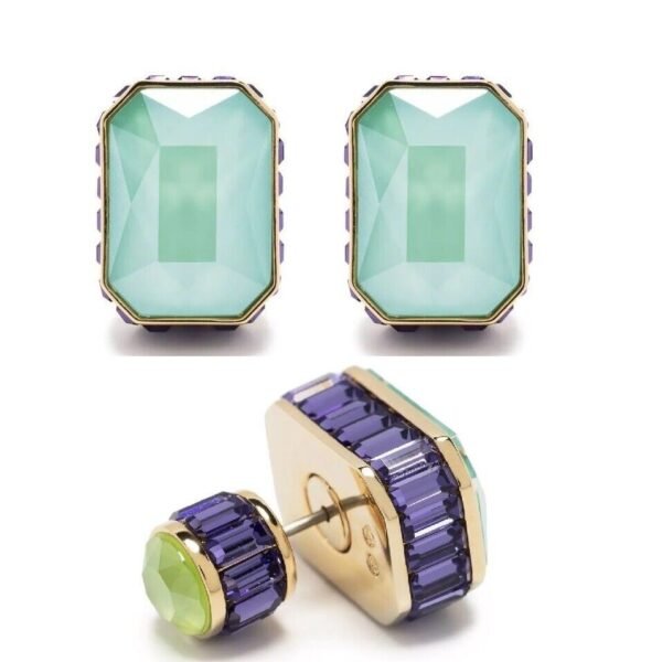SWAROVSKI Chroma stud earrings Octagon cut Multicoloured Gold plated 5641406