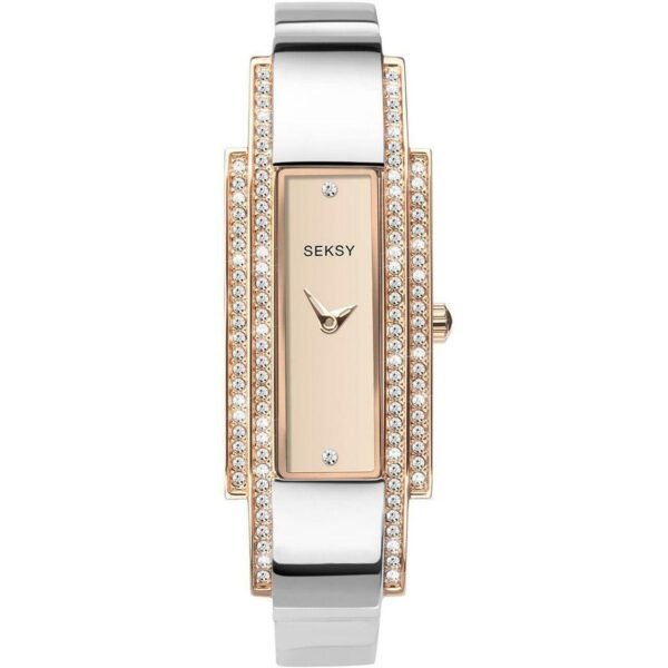 SEKSY 2736 Crystal Two-Tone Silver Rose Gold Bracelet Watch