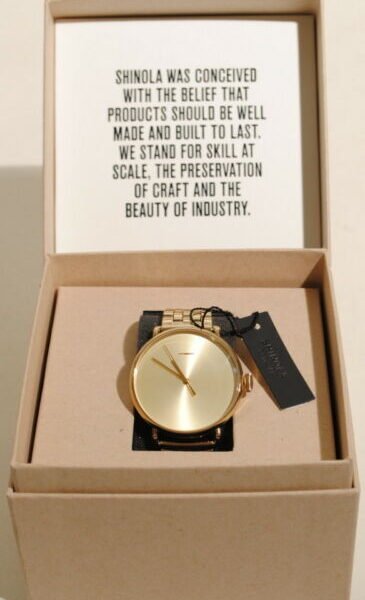 Shinola Canfield Bolt S0120052580 with 43mm Golden Face & Burgundy Leather Band.