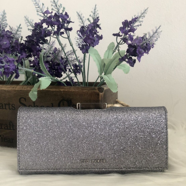 Ted Baker Glareh Large Leather Silver Glitter Bobble Purse