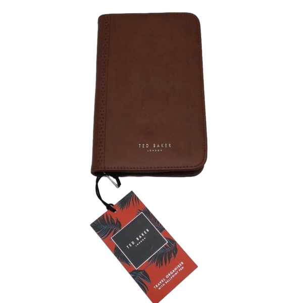 Ted Baker Tan Vegan Leather Brogue Travel Documents Holder/Organiser with Pen