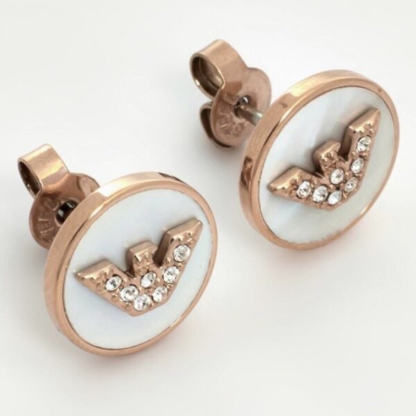 Emporio Armani Rose Gold Logo Crystal Studs Earrings EGS2311221
