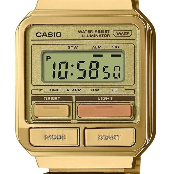 Casio Digital Watch Vintage Gold Ion Plated Stainless Steel A120WEG-9AEF Unisex