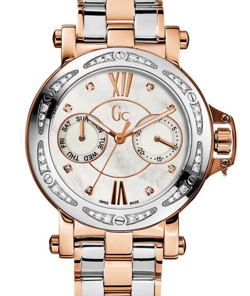 Guess Gc X74107L1S Women's Watch Silver/Rose Gold with 44 Diamonds