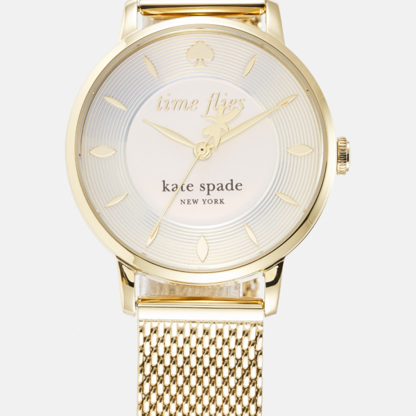 kate spade metro three-hand gold-tone stainless steel mesh watch KSW1789
