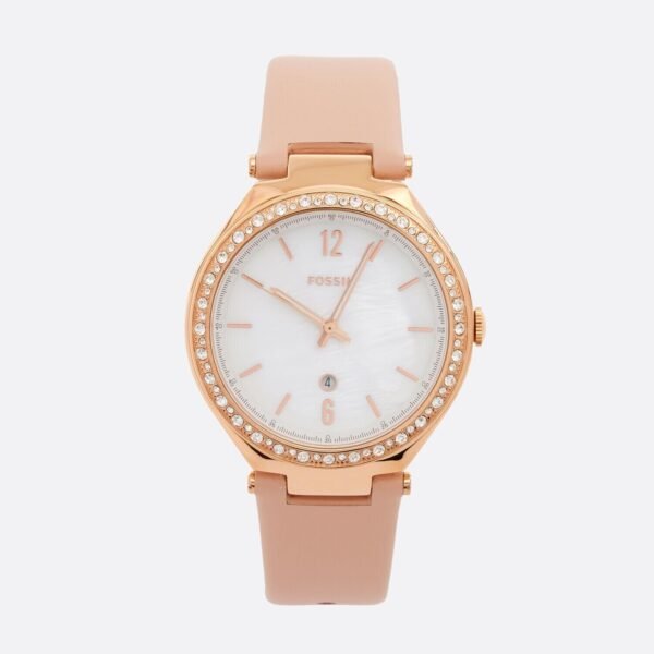 Fossil Ashtyn Watch | Three-Hand Date | Pink Leather | BQ3840