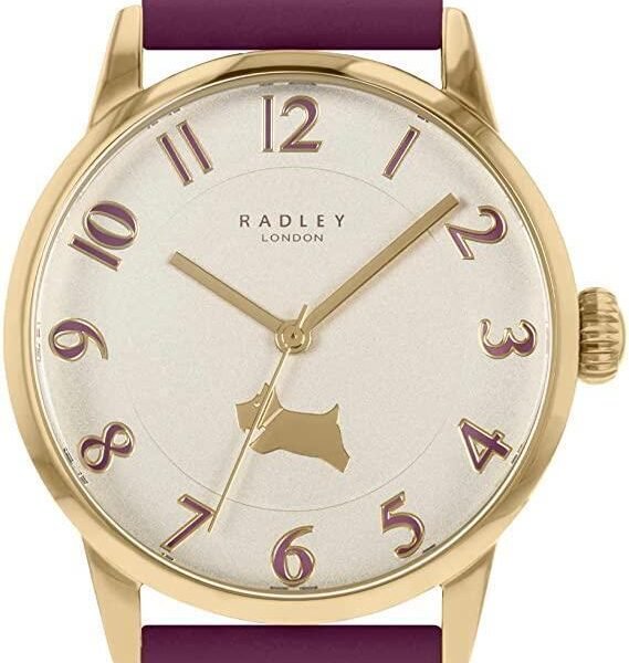 Radley Ladies Watch RY21572A Gold Tone Dial Purple Leather Strap