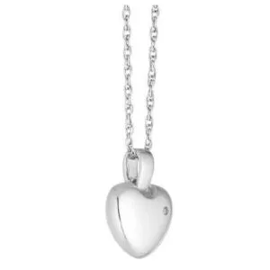 Silver Diamond Heart Pendant Featuring a sparkling diamond in one corner RRP £70