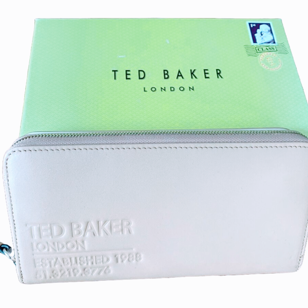 Ted Baker Darciea Branded Webbing Large Zip Around Purse White