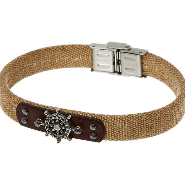 Thompson London Brown Canvas & Leather Bracelet