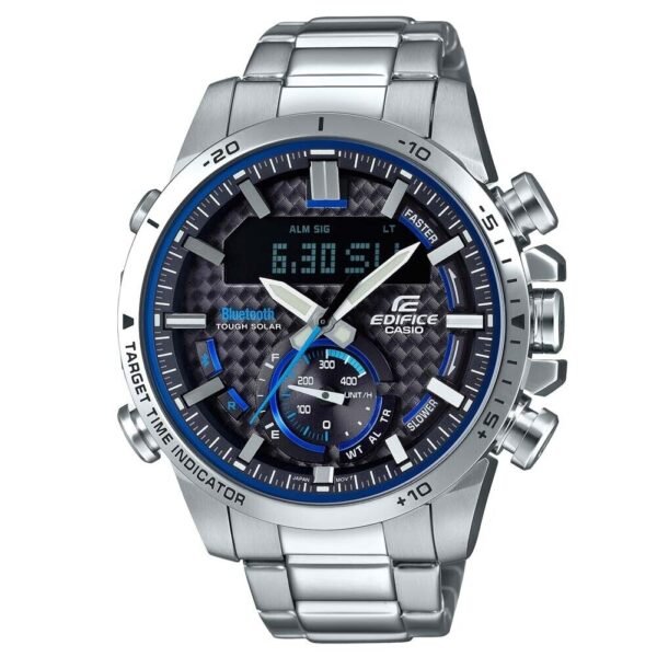 Casio Mens Edifice Hybrid Smartwatch with Stainless Steel Strap ECB-800D-1AEF