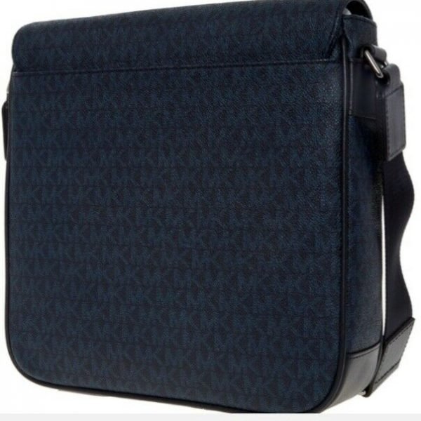 MICHAEL KORS Jet Set Mens Messenger Bag Medium Printed LOGO Baltic Blue RRP £275