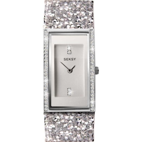 Seksy Rocks Swarovski Crystal Bling Silver Dial  Bracelet Watch 2809