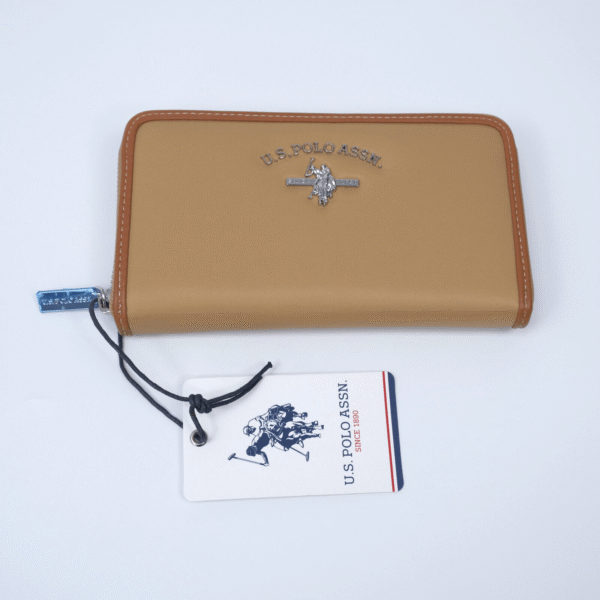 US POLO ASSN Camel Silver Hill L Zip Around Purse Wallet