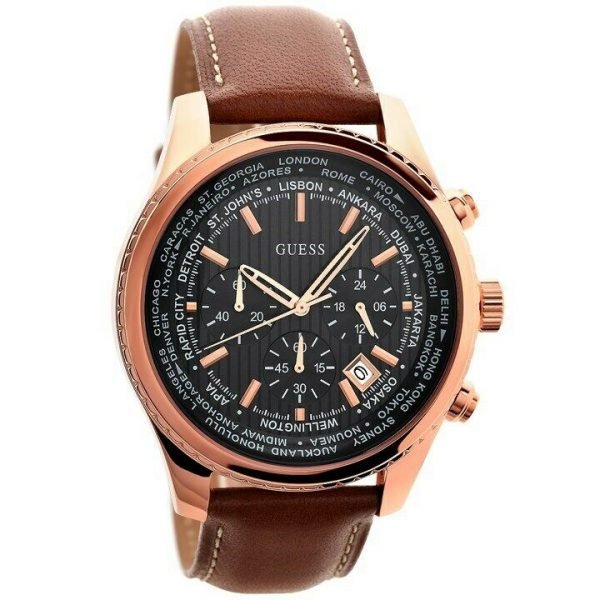 Guess Men's Analogue Quartz Watch with Leather Bracelet – W0500G1