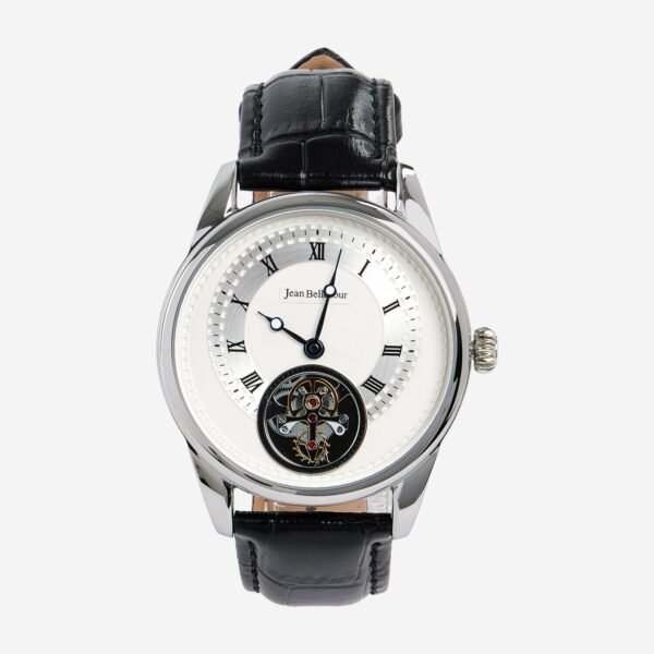 Jean Bellecour Automatic Skeleton Watch Black Leather Open Heart JBW5022
