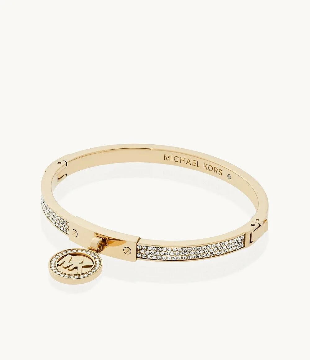 Michael Kors MK Logo Yellow Gold Bangle Bracelet Crystals Pave MKJ5976710 319 Michael Kors MK Logo Yellow Gold Bangle Bracelet Crystals Pave MKJ5976710 BOX 265631080649 3