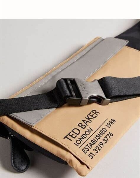 TED BAKER Feddy colour-block woven bumbag in Tan