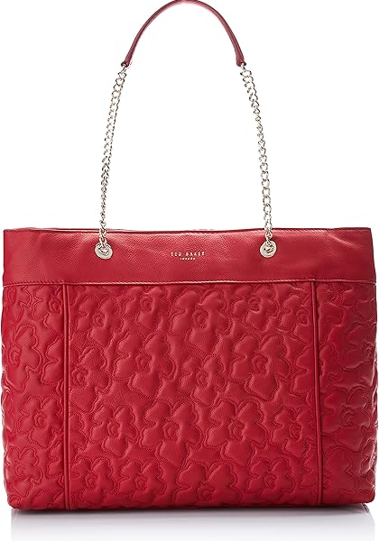 Ted Baker Ayliia Magnolia Quilted Leather Shopper Tote Bag in Red