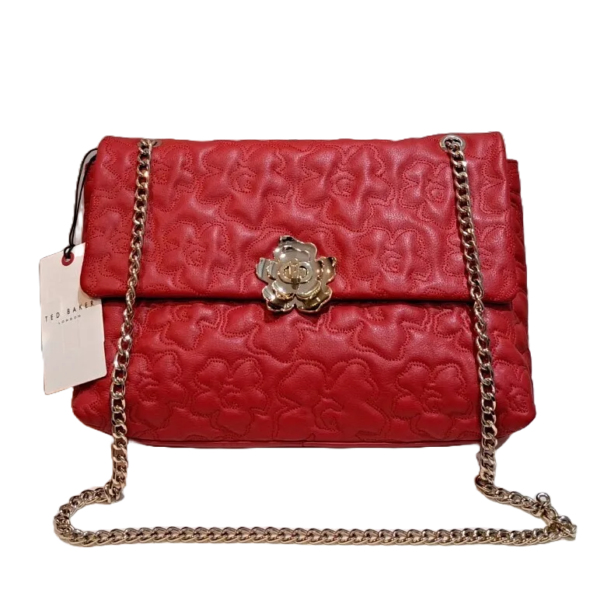 Ted Baker Leather Magnolia Quilted Shoulder Bag AYSHAH in Red