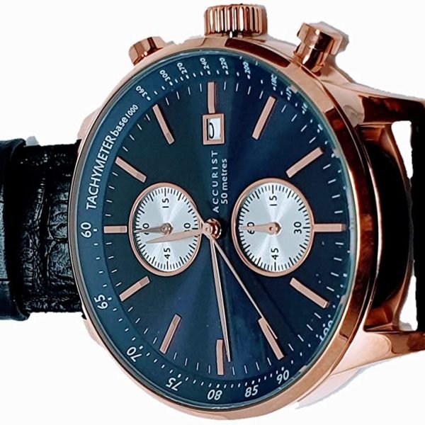 Accurist Men's Chronograph Black Leather Strap Watch 7251