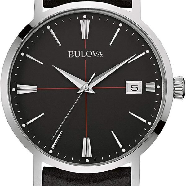 Bulova Men's Designer Watch Leather Strap - Black Classic Aerojet Wrist Watch 96B243